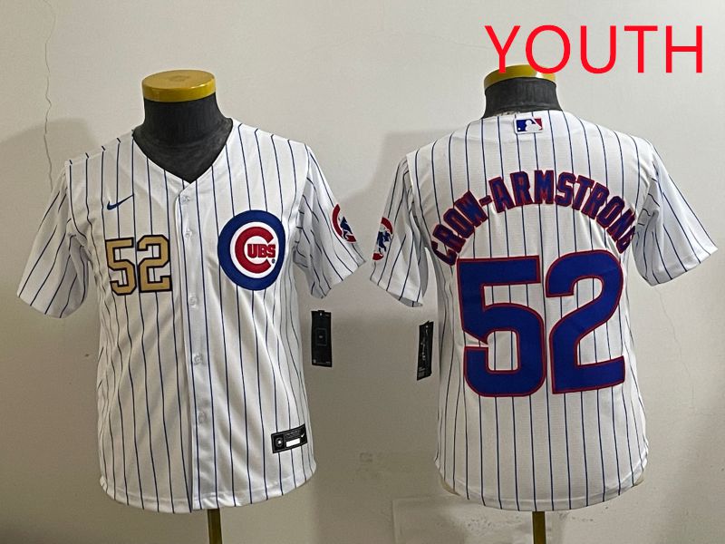 Youth 2025 Chicago Cubs #52 Crow-Armstrong White Stripe Game Nike MLB Jersey style 2->youth mlb jersey->Youth Jersey